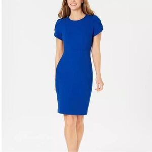 Calvin Klein Cobalt Sheath Dress Tulip Sleeve Career Office Midi Macy’s
